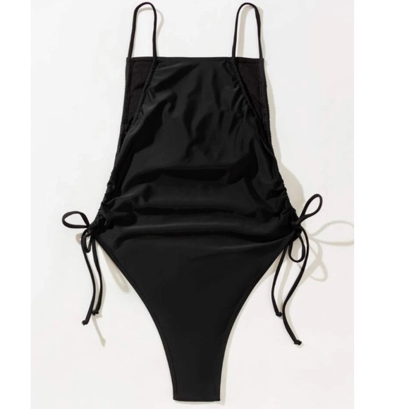 Rust side tie drawstring monokini
